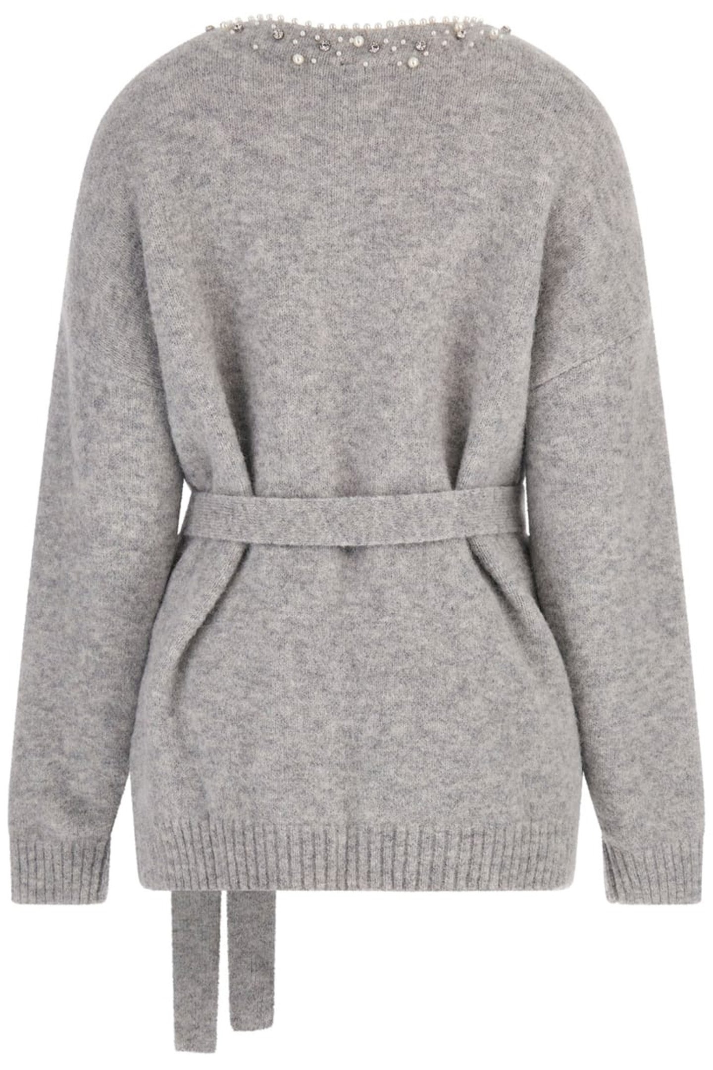 SIBILLA BELTED CARDI LIGHT STONE HEATHER 5