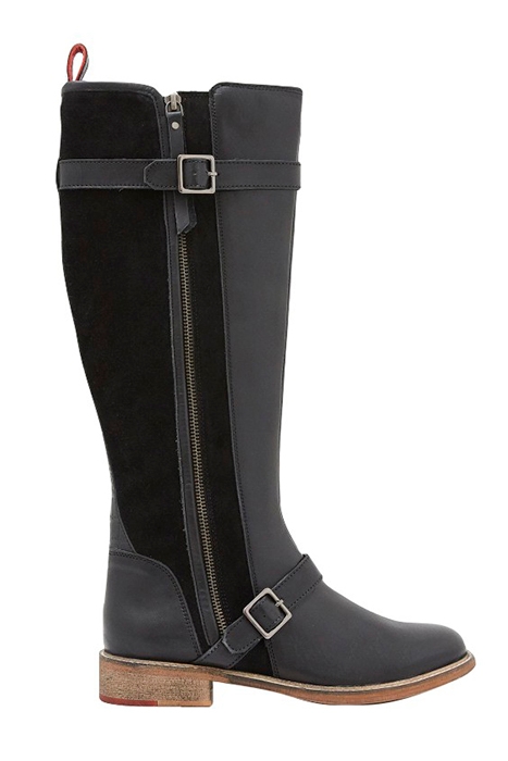BRIT BUCKLE LEATHER LONG BOOTS PURE BLACK 1