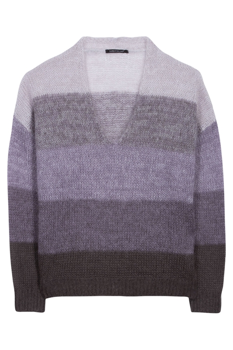 MOHAIR JUMPER COLOUR GRADATION MAUVE / WHITE 1