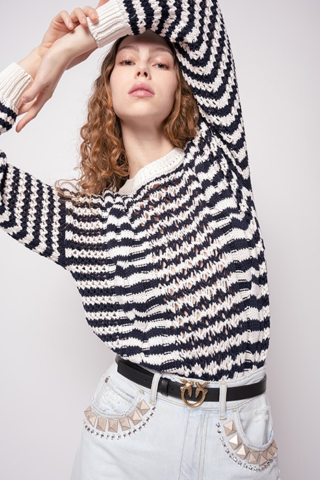 CALASPARRA MAGLIA COTONE BICOL CREAM/BLUE 1