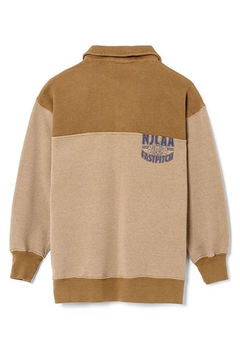 80S UPCYCLED OVERSIZED CROP HALF ZIP ASSORTED CARAMEL 2