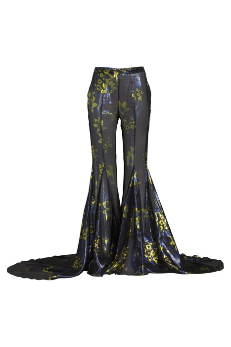 WOMEN‘S FLARED TRANSPARENT TROUSERS BLUE LILLY PRINT 3