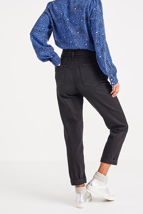 BLACK SLOUCHY JEANS WITH VISIBLE PRESS STUDS 2