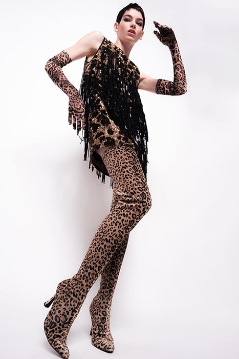 LONGAN 1 ABITO PAILLETTES MACU MULTI BEIGE/BLACK 4