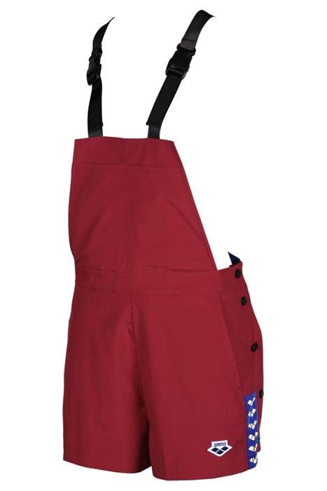 WOMEN'S ARENA ICONS ROMPER SOLID BURGUNDY NEON BLUE BUTTER 7