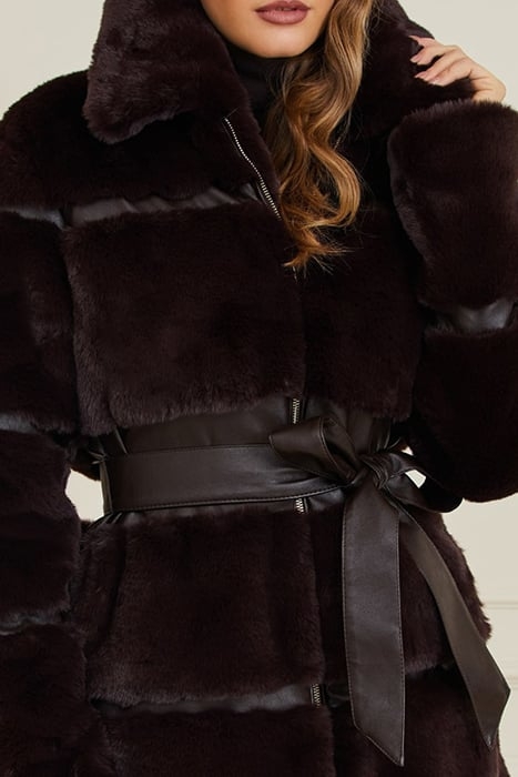 ROSETTA FAUX FUR COA DARK ROAST COAT MULTI 4