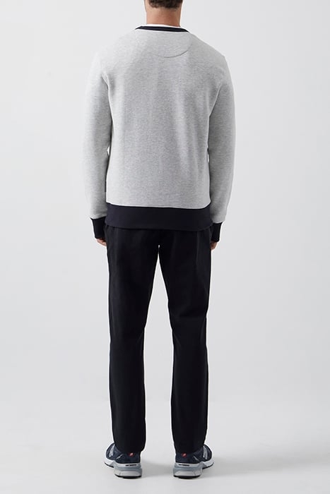 CONTRAST CREW NECK SWEATER LGT GREY MEL/DK NAVY 2