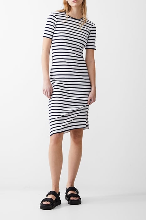 STRIPE RIB DRESS MIDI DK NAVY/WHITE 2
