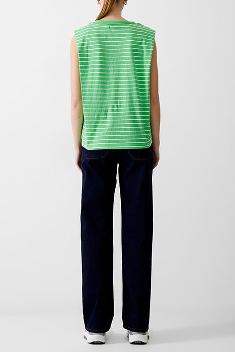 PADDED SHOULDER STRIPE TANK POISE GREEN/WHITE 3