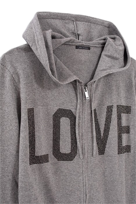 GREY KNIT CARDIGAN, JACQUARD SLOGAN FRONT & BACK 6