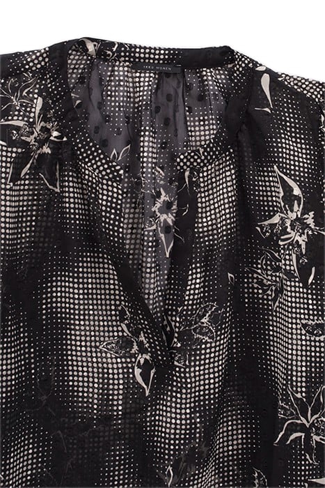 BLACK BLOUSE WITH ECRU DANDY FLOWER PRINT 7