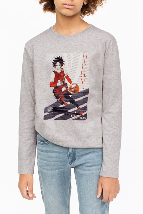 BOYS’ GREY BASKETBALL PLAYER-MANGA IMAGE T-SHIRT 4