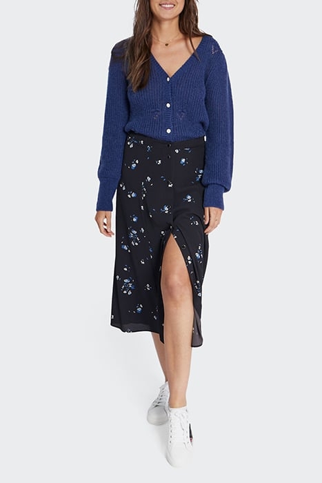 BLACK FLORAL BOUQUET PRINT MIDI-SKIRT 2