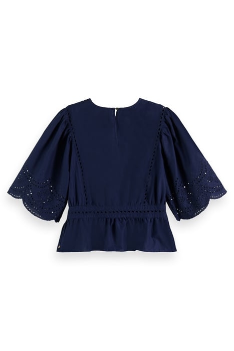 BROIDERIE ANGLAISE TOP NAVY BLUE 2