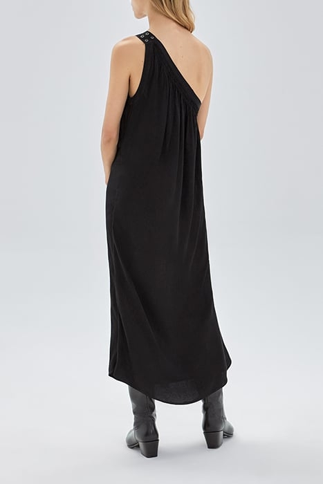 PURE EDITION- BLACK LONG ASYMMETRIC DRESS BLACK 2