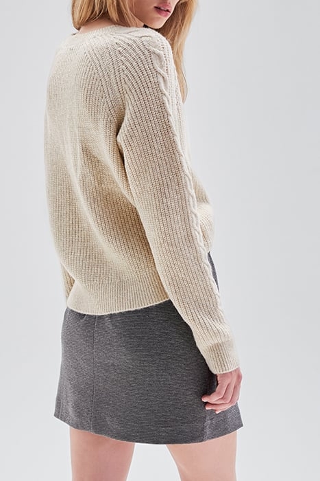 ECRU DECORATIVE STITCH LUREX KNIT SWEATER OFF-WHITE 6