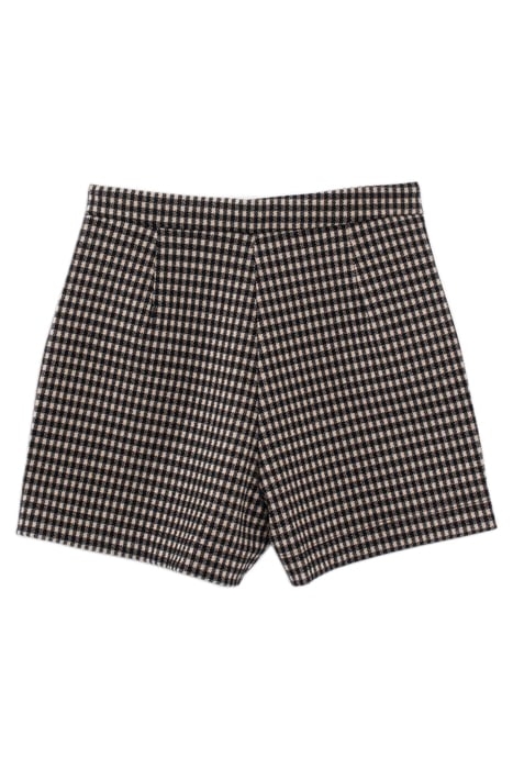 GIRLS’ BLACK AND BEIGE HOUNDSTOOTH MOTIF SHORTS BLACK 2