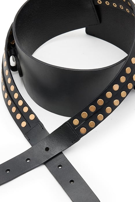 LEONIE STUD WIDE BLT BLACK/WARM BRASS 6
