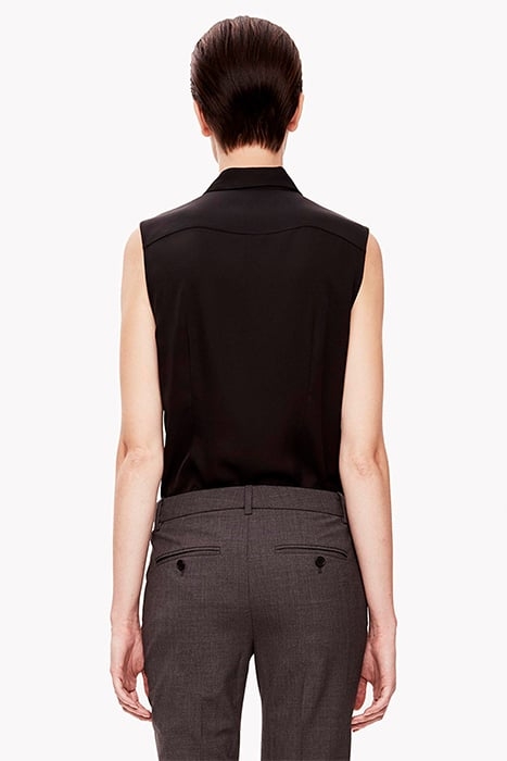 SLEEVELESS SHIRT IN SILK BLACK 2
