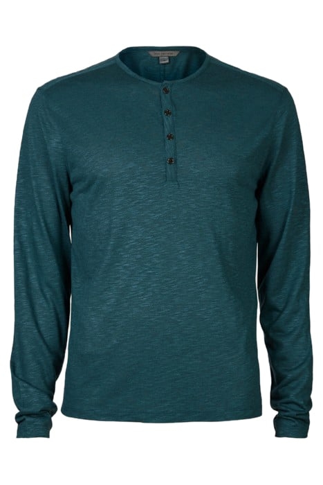 DANVILLE REGULAR FIT LS HENLEY WITH PLAC PEACOCK BLUE 1