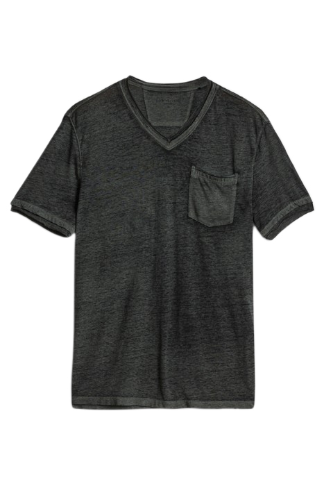 DAVIS SS BURNOUT V NECK WITH CHEST POCKE LIGHT OLIVE 2