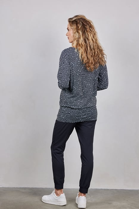 LONG LOOSE TEE CREW PRINT LONG SLEEVES BLACK WITH STRIPED DO 2