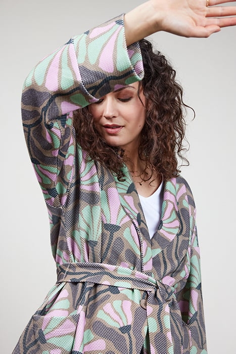 KIMONO VEST LOIS PRINT SAND WITH COSMIC FLOWER PRINT 5