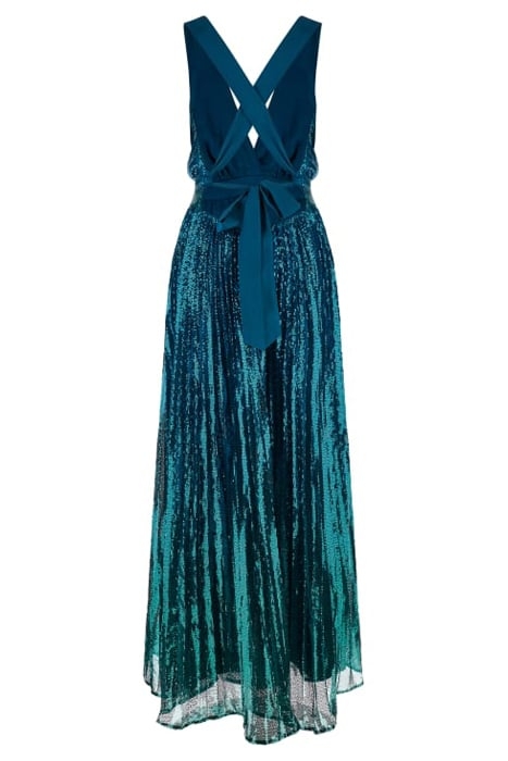 MARCIANO BY GUESS BRYCE PLEATED DRESS ORNATE TEAL MULTI 4