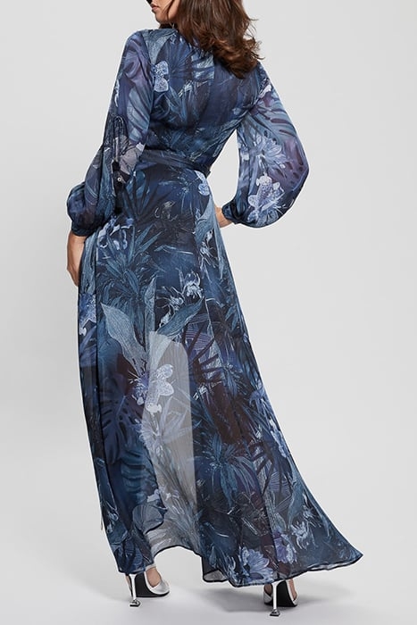 GUESS ECO LS FARRAH DRESS ETCHED TROPICAL PRIN 2
