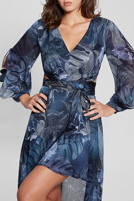 GUESS ECO LS FARRAH DRESS ETCHED TROPICAL PRIN 6