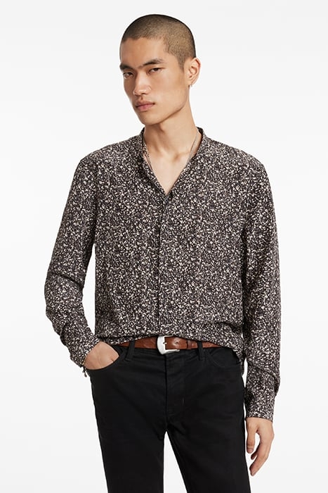 HIDDEN PLACKET BAND COLLAR EARTH BROWN 1