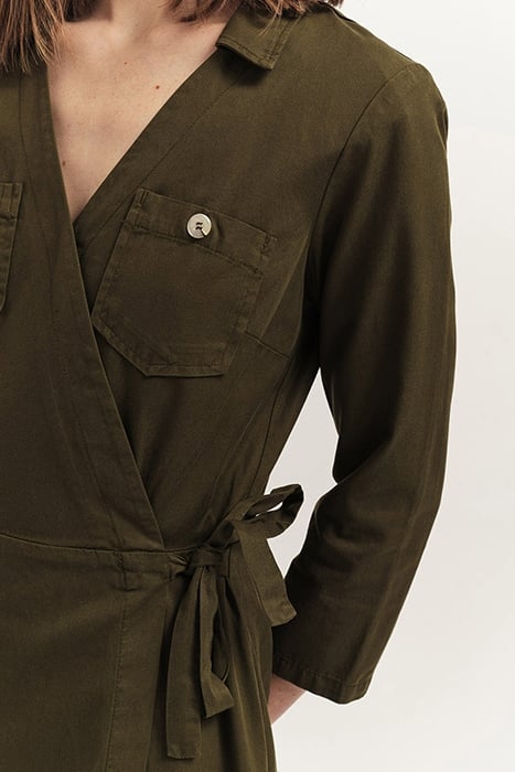 REILLY - KHAKI WRAP DRESS IN LYOCELL® COTTON CANVAS 3
