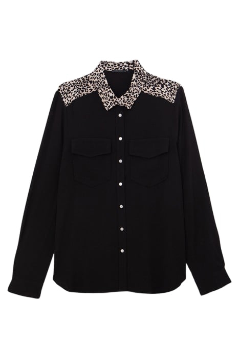 BLACK LENZING™ ECOVERO™ ROCK LEOPARD DETAIL SHIRT 4