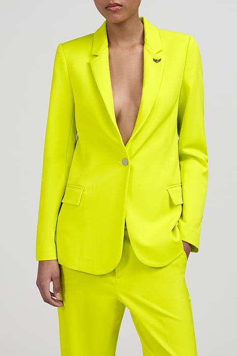 LIME GREEN SUIT JACKET WITH PIN-BADGE DECOR 1