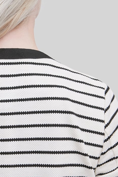ECRU PIQUE KNIT JACKET WITH BLACK STRIPES 7