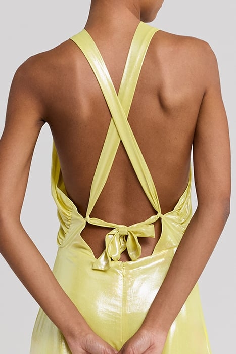 YELLOW LAMÉ BACKLESS LONG DRESS 4
