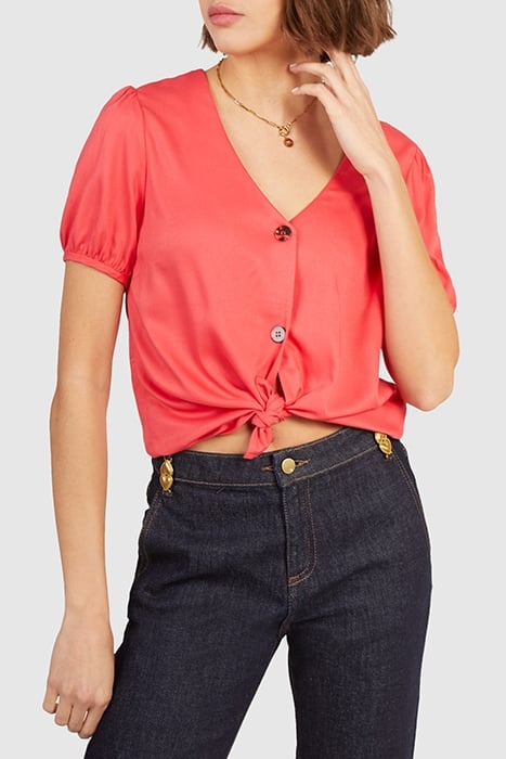CORAL BUTTONED FLOWING TOP 1