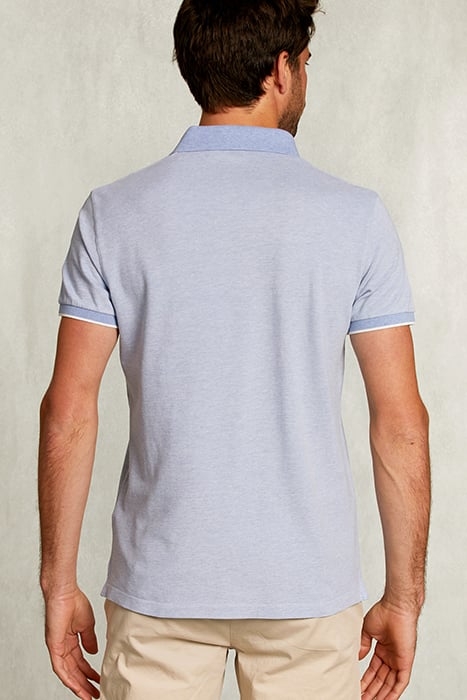 CUSTOM FIT COTTON POLO DARK CHAMBRAY MIX BLUE 2