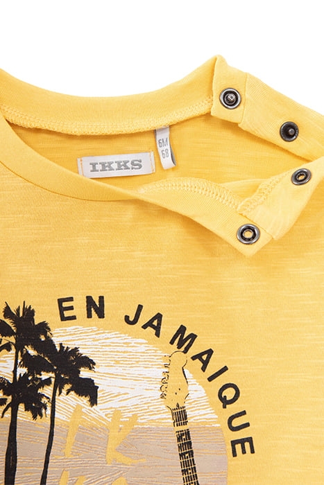 BABY BOYS’ YELLOW T-SHIRT WITH GUITAR PALM TREES IMAGES 4