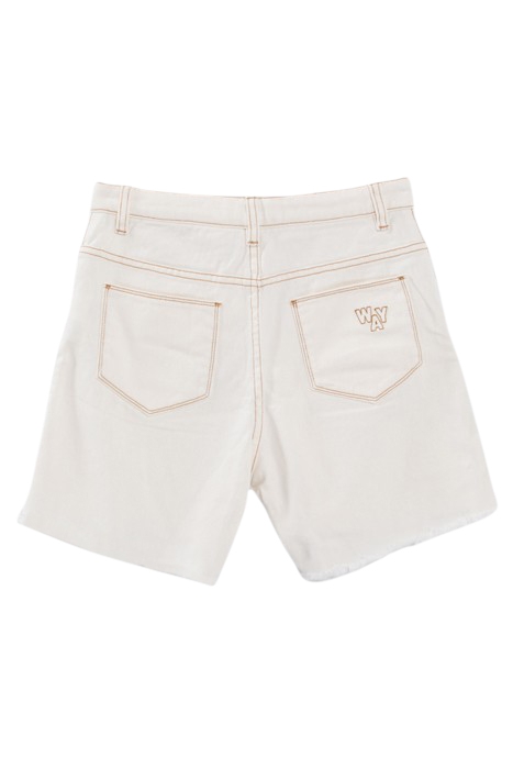 GIRLS’ ECRU UPCYCLED DENIM MOM SHORTS WITH FRINGED CUFFS 2