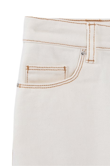 GIRLS’ ECRU UPCYCLED DENIM MOM SHORTS WITH FRINGED CUFFS 4