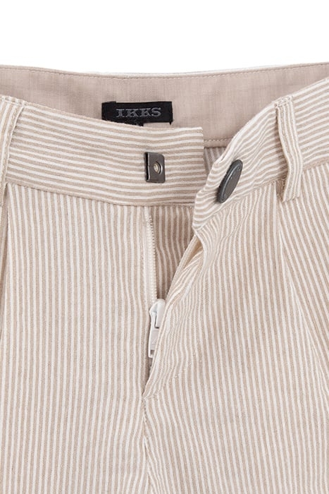 BOYS’ BEIGE STRIPED OCCASIONWEAR SUIT BERMUDA SHORTS 4