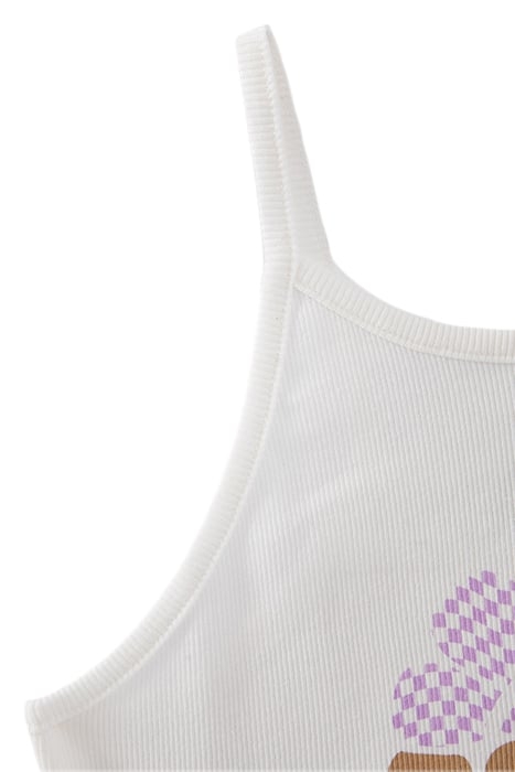 GIRLS’ OFF-WHITE RIBBED SLOGAN CROPPED VEST TOP 4