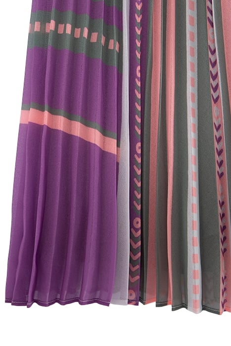 GIRLS' KHAKI PLEATED LONG SKIRT WITH ETHNIC MOTIF 5