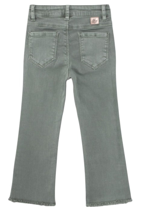GIRLS' KHAKI 7/8 FLARED JEANS WITH FRINGED CUFFS 2