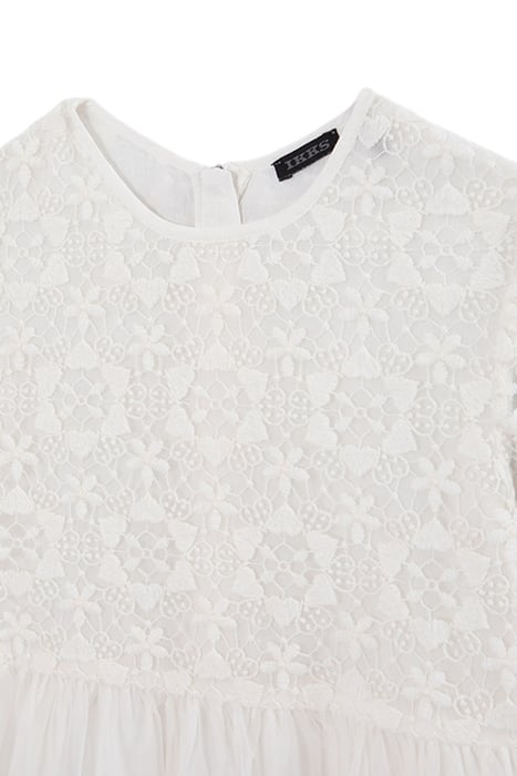 GIRLS’ WHITE MIXED-FABRIC DRESS WITH LACE AND TULLE 3