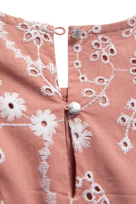 GIRLS’ OLD PINK ORGANIC COTTON DRESS, EMBROIDERED FLOWERS 5