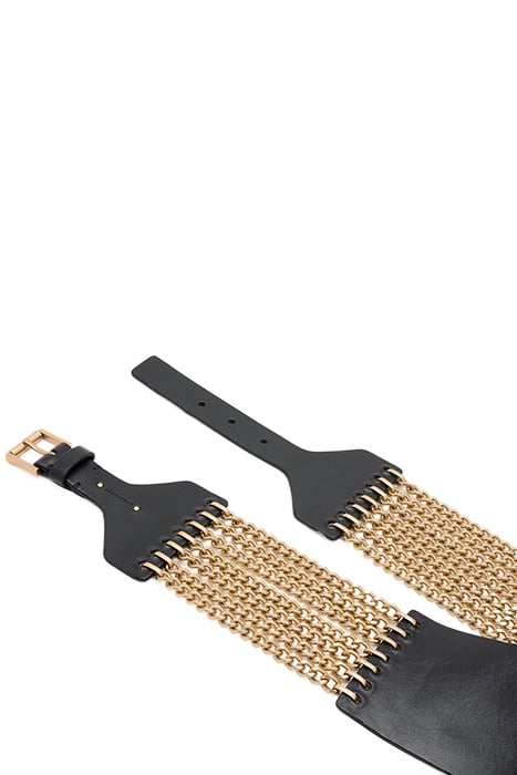 ZORA CHAIN WIDE BELT BLACK/WARM BRASS 4