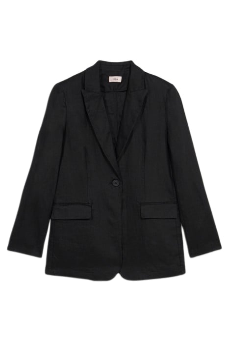 PURE LINEN BLAZER JACKET BLACK 3