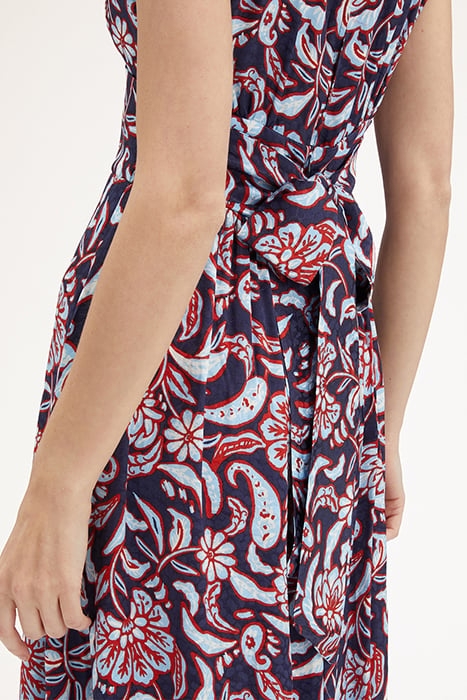 LONG SCARF PATTERN SATIN DRESS BLUE 5